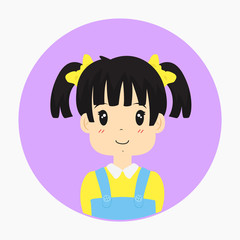 half body little girl, with circle background vector illustration