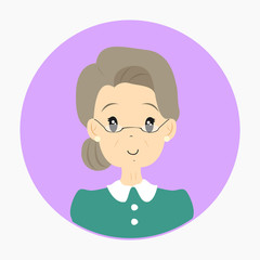 half body grandmother, with circle background vector illustration