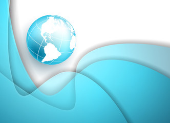 vector frame with globe and wavy lines. Elements for design. Template with copy space. Eps10