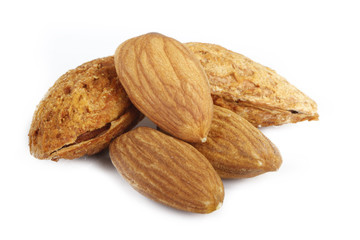 heap of almonds isolated