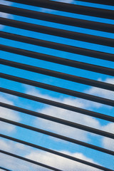 View of the sky through the blinds