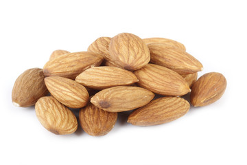 heap of almonds isolated