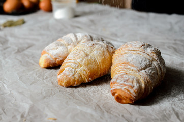 Still life of croissants.