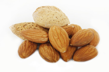 heap of almonds isolated