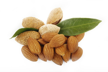 heap of almonds isolated