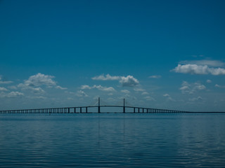 The Sunshine Skyway bridge in St Petersburg, Florida