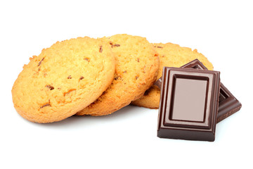 Oatmeal cookies with chocolate isolated.