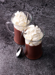 coffee chocolate smoothie with coconut whipped cream. toning, ic