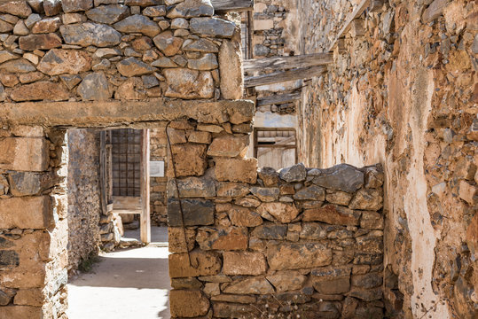 Ruins of Spinalonga fortress later a leper colony.