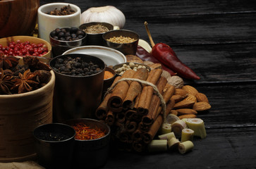 spises on wooden background