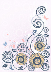 Fototapeta na wymiar Vintage floral vector background illustration.
