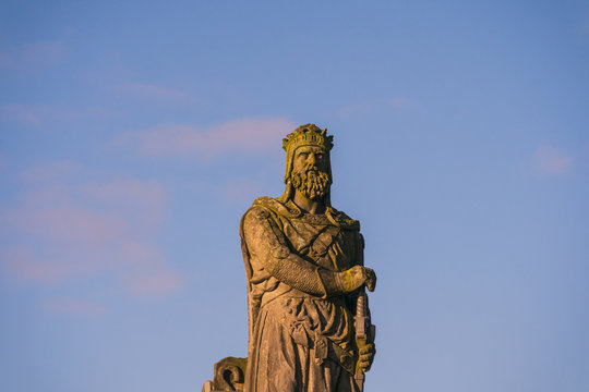 Close-up Of The Statue Of King Robert I. (also Known As Robert The Bruce), Who Secured Scotland's Independence From England. Stirling, Scotland, UK