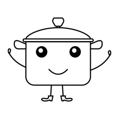 kitchen pot kawai character vector illustration design