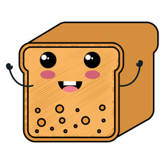 toast bread kawaii character vector illustration design