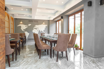 Served table in restaurant