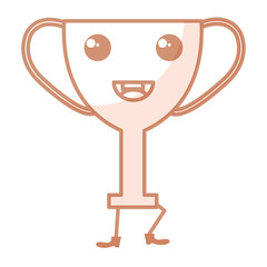 trophy cup award kawaii character vector illustration design