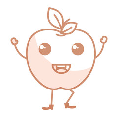 fresh apple fruit kawaii character vector illustration design