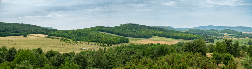 Fototapeta na wymiar Panoramic view of the 'Káli-medence' part of the Balaton-felvidéki National Park. Western Hungary, Europe
