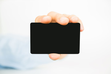 Hand hold empty, blank visit card