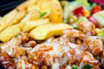 Fresh chicken salad with tomatoes