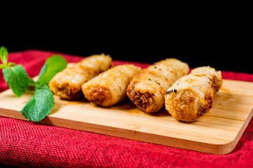 Homemade Spring rolls on a plate