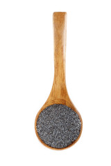 poppy-seed in wooden spoon isolated