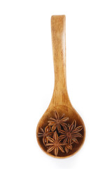 badian n wooden spoon isolated