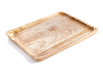 wooden plate isolated on white background