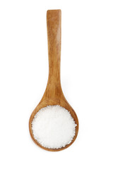 salt in wooden spoon isolated