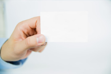 Hand hold empty, blank visit card