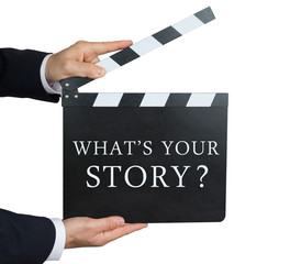 What's your story - question written on a clapperboard
