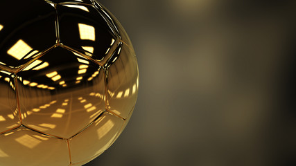 Naklejka na ściany i meble 3d gold luxury soccer ball background 3d render illustration