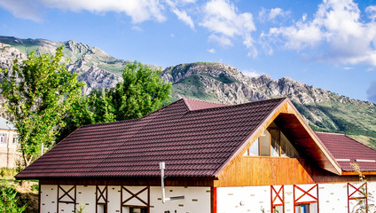 Fototapeta premium Roof of the house from the metal profile