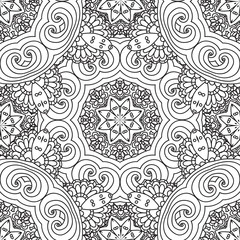 Coloring pages for adults.Decorative hand drawn doodle nature ornamental curl vector sketchy seamless pattern.