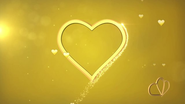 Beautiful Golden Heart made of Sparks in Looped animation. Valentines Day
