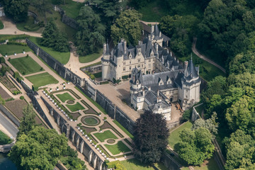 Vue aérienne du château d'Ussé en France
