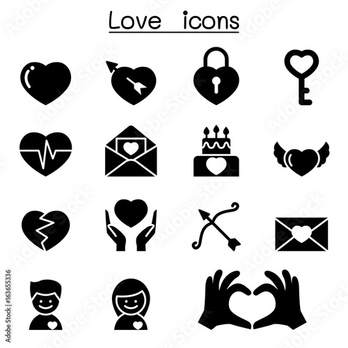 Fototapete Love Heart Icon Set Vector Illustration Graphic Design Puckung