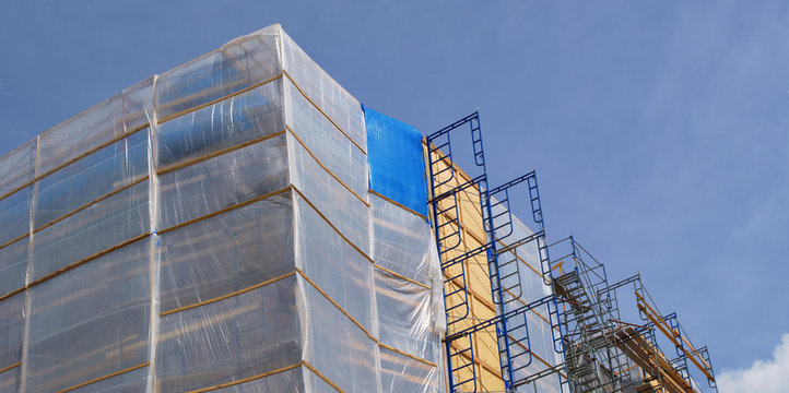 construction scaffold plastic metal structure renovation building repair