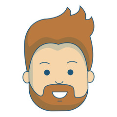 young man head avatar character vector illustration design