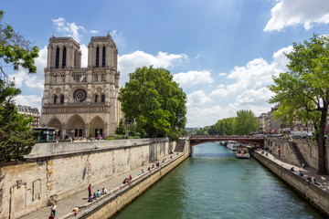 Fototapeta na wymiar Notre Dame along the Seine in Paris