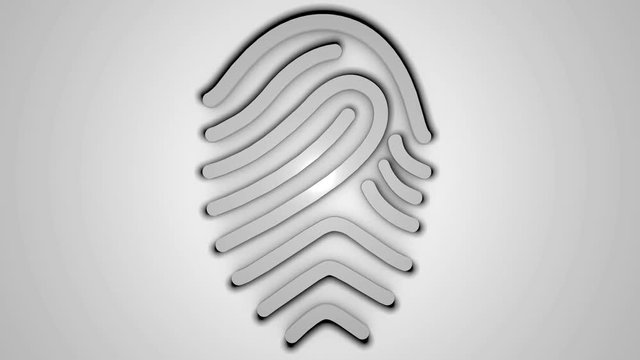 3D fingerprint on white background. Digital backdrop