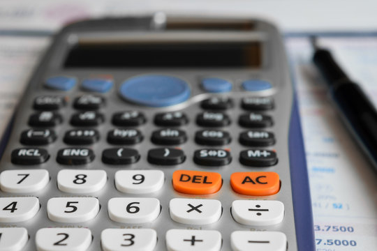 close up advance calculator for engineer or business on the finance/math paper.
