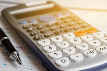 close up advance calculator for engineer or business on the finance/math paper.