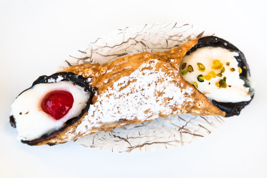 above view of typical sicilian pastry Cannol