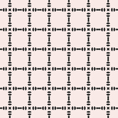 Vector seamless pattern, abstract monochrome texture with simple geometric shapes. Square grid, illustration of lathing, repeat tiles. Design element for decor, textile, furniture, fabric, wrapping 
