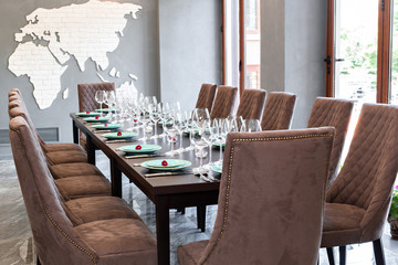Served table in restaurant