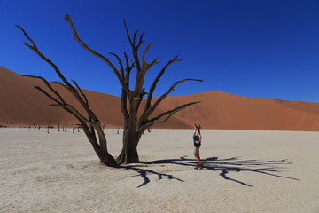Girl at Deadvlei, Sossusvlei. Namibia, Africa