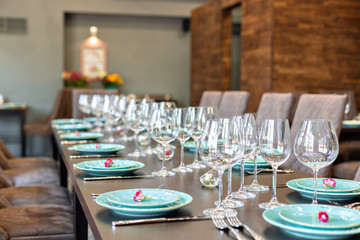 Served table in restaurant