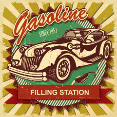 Filling station retro poster