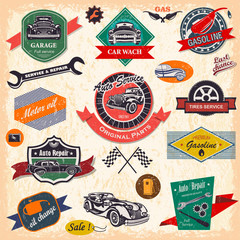 Set of retro vintage car labels